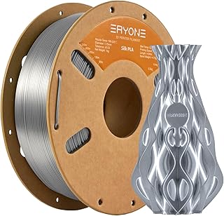 ERYONE Silk PLA Filament 1.75 mm, 3D-Drucker Filament PLA, 0,03 mm, 1 kg/Spule, Silk Silber