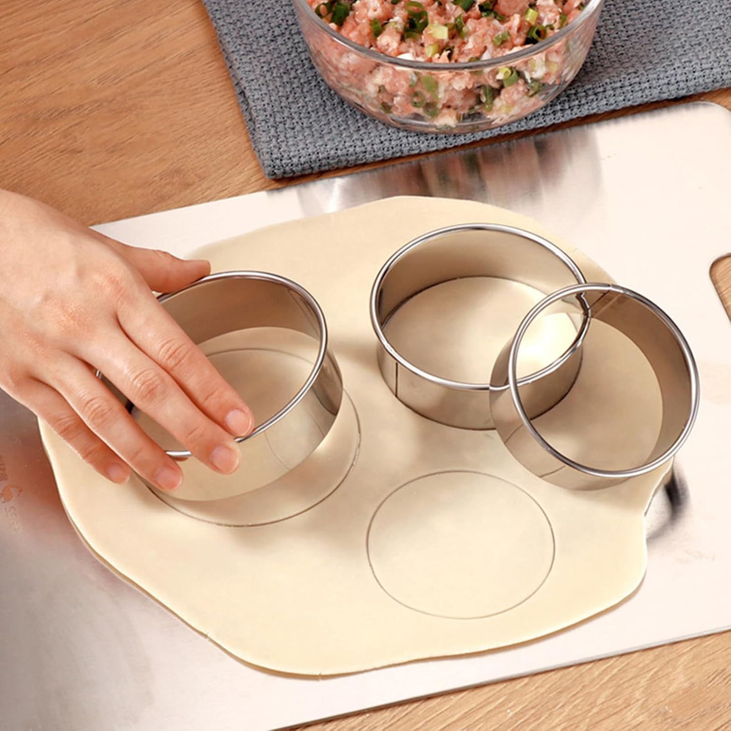 Dumpling Skin Set Round Wrapper Stainless Steel Easy to Use Clean Perfect for Home Kitchen Restaurant