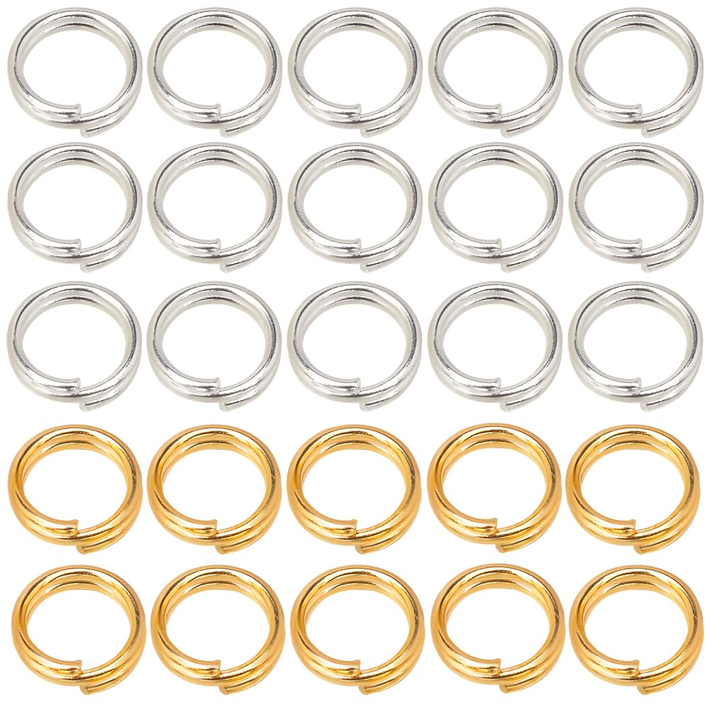 SOFPLATE 1 Box 600Pcs 6mm Double Loop Split Ring Jump Rings Bulk Gold Silver Small Metal Round Brass Key Chain Rings Connectors for Jewelry Making Supplies DIY Necklace Bracelet Earrings Keychain