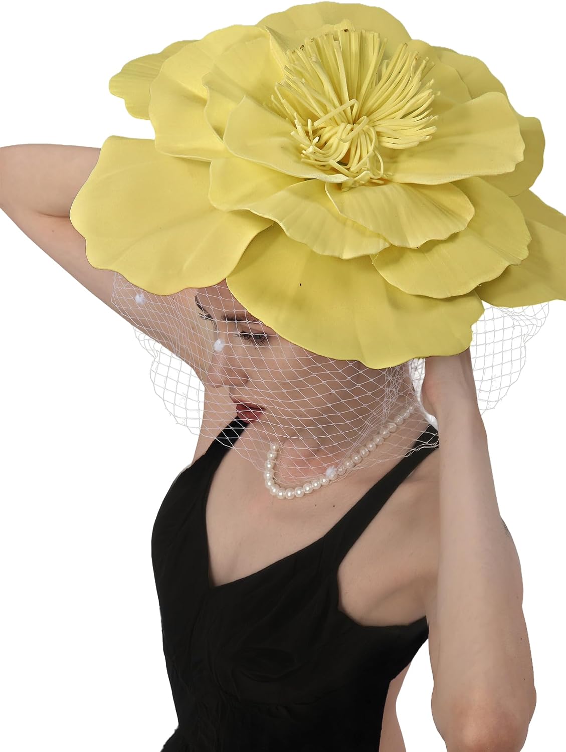 Large Flower Fascinators Women Tea Party Cocktail Headwear Derby Hats with Headband and Clip for Wedding