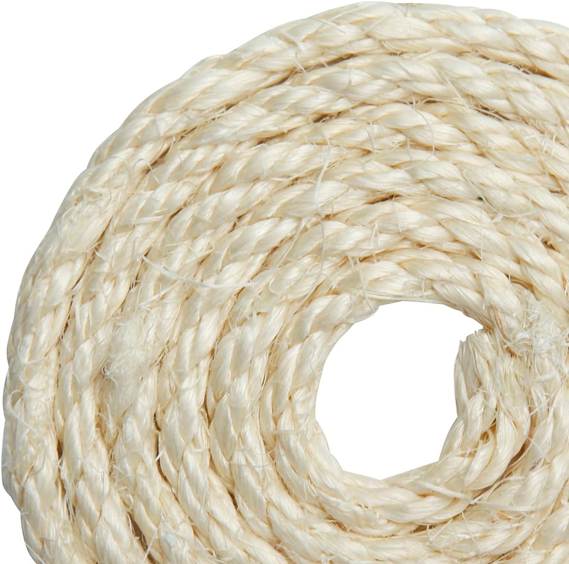 Natural Sisal Rope 1/4 Inch 6mm 164-Feet for Cat Scratching Post Tree Tower Replacement Repair and Replace, DIY Hemp Twine Rope for Cat Scratching Furniture Window Perch and Crafts Gardening