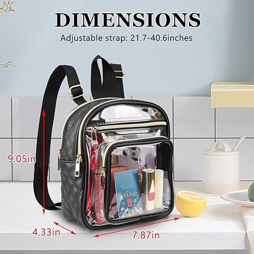 Miniatura 3 de Mochila transparente aprobada para estadios, resistente mini mochila transparente con bolsillo frontal para conciertos, eventos deportivos, trabajo