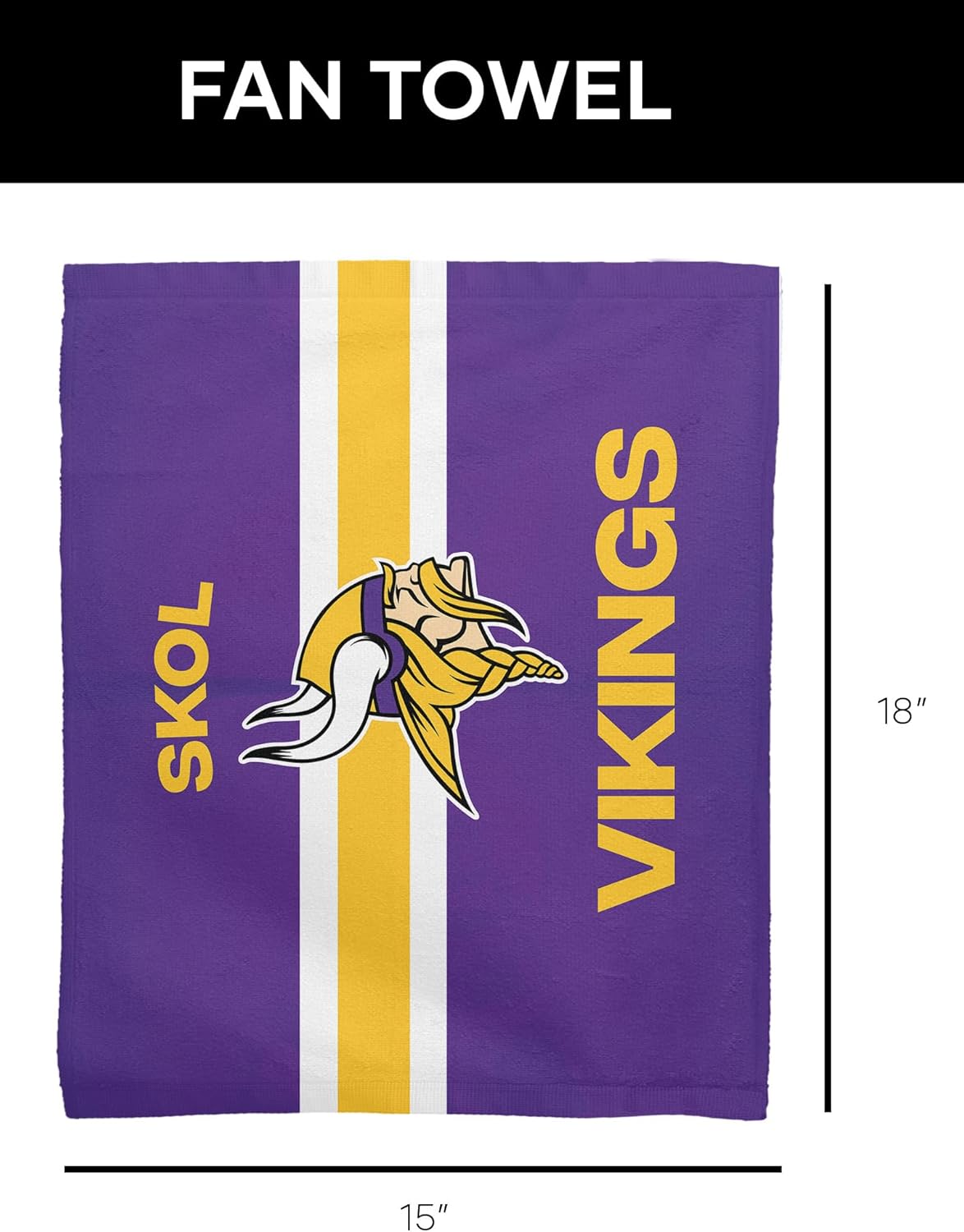 Northwest Minnesota Vikings NFL Team Arch Slogan Rally Towel, 15 x 18 inches - Image 3