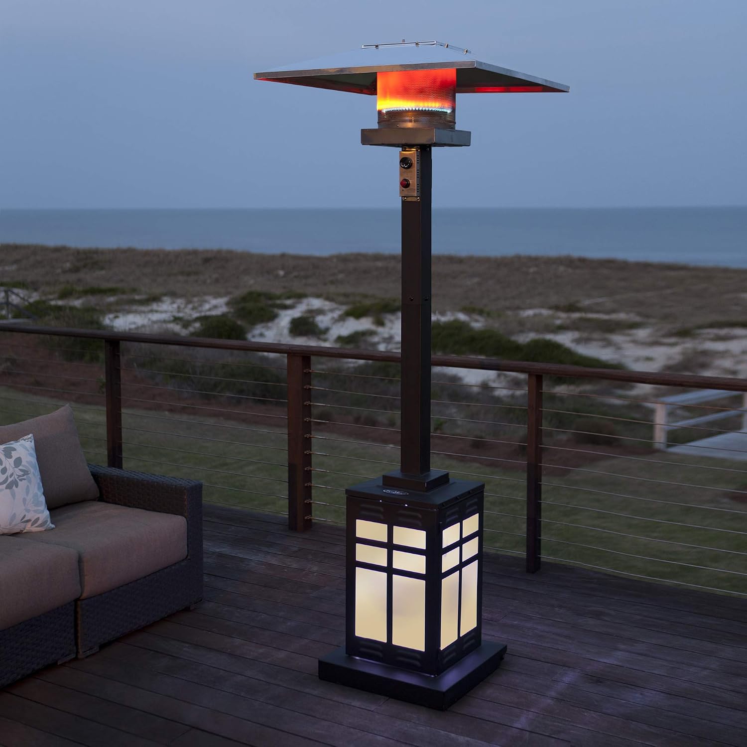 Paramount Illuminated Mission Patio Heater, Square, Full Size, Bronze, PH-SQ-201