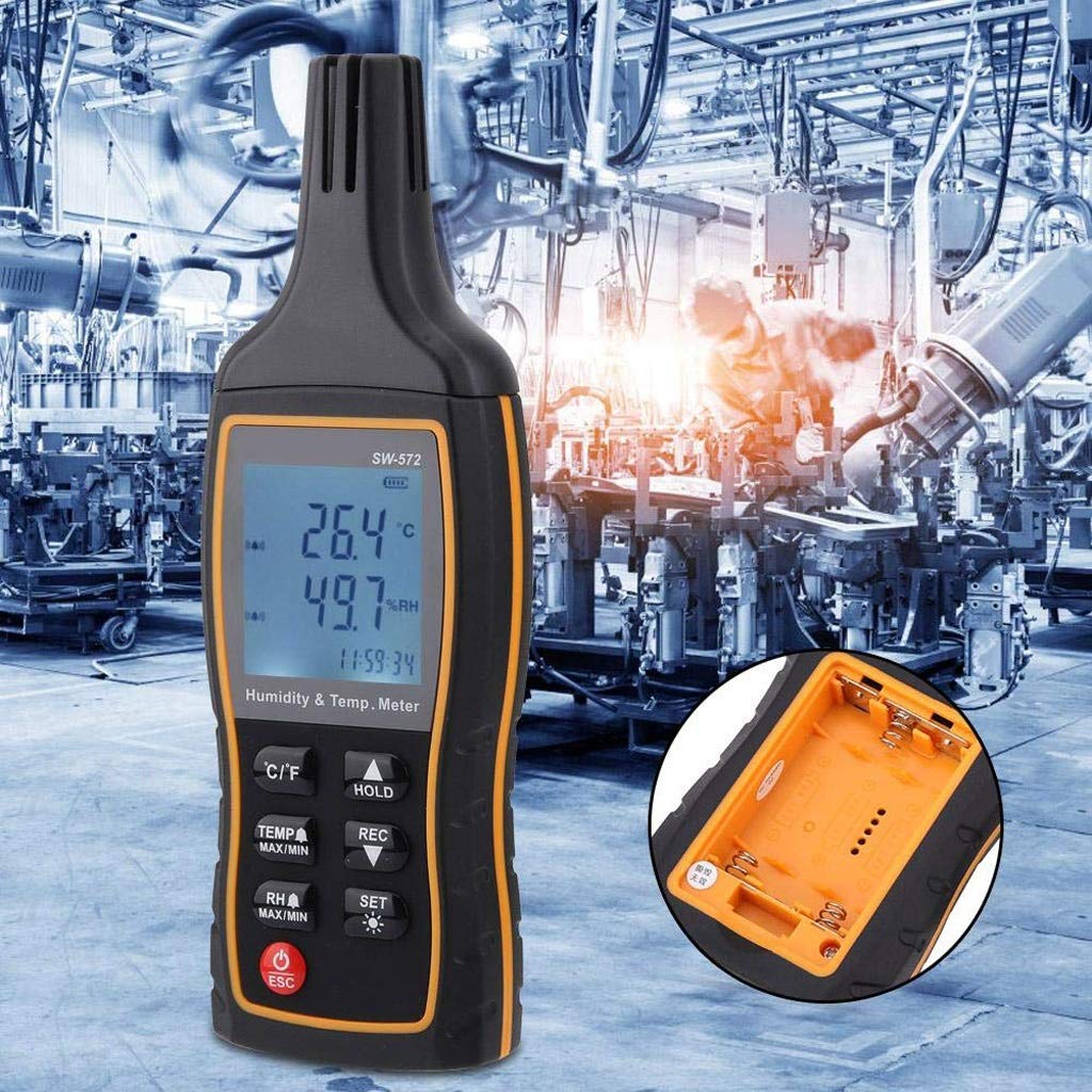 Termómetro e higrómetro de Mano Medidor Industrial de Temperatura y Humedad Digital de Alta precisión Termohigrómetro de Bulbo húmedo de Punto de rocío