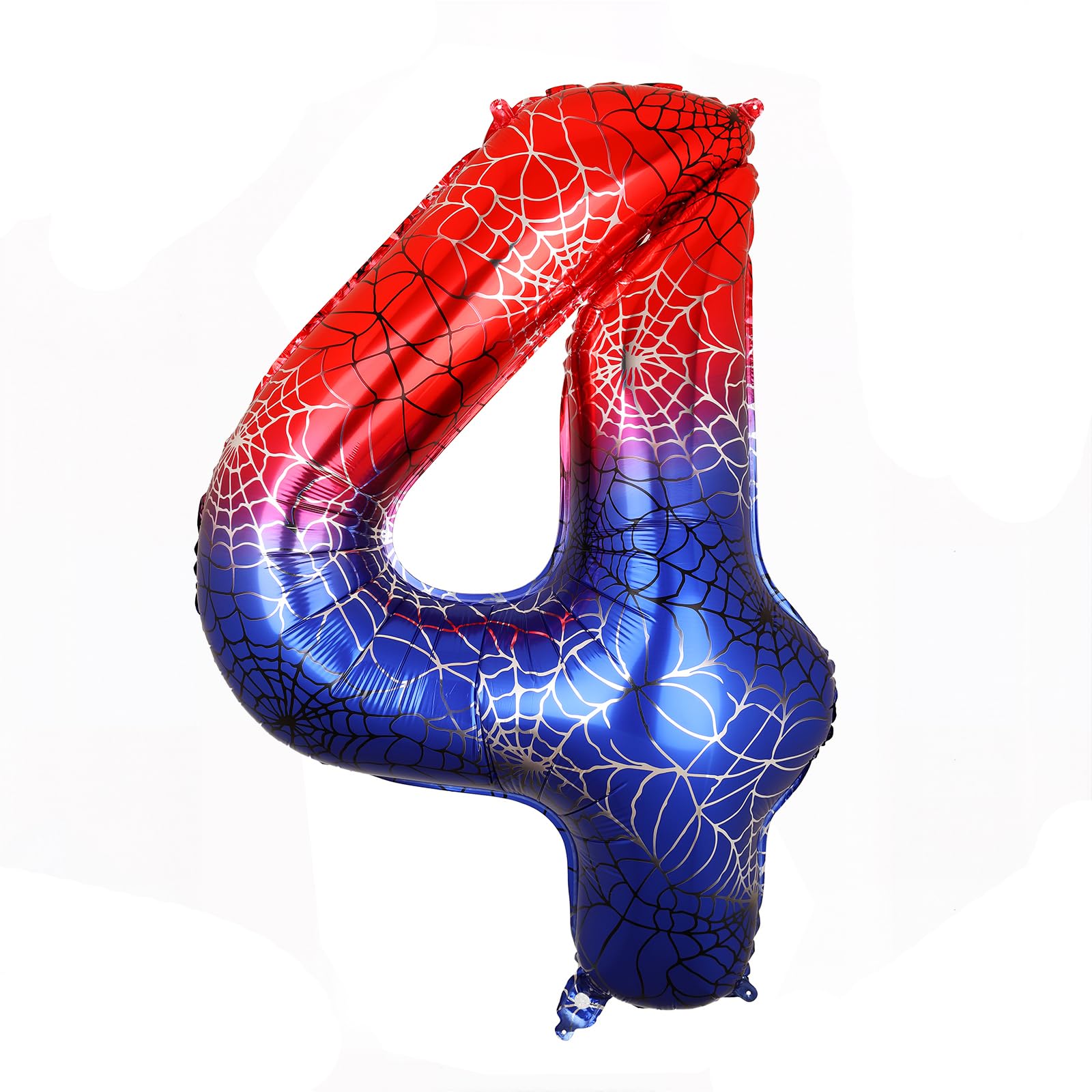 40 Inch Spider Theme Number 4 Foil Balloons Large Mylar 4th Number Balloon for Kids Spider Web Design Helium Aluminum Birthday Anniversary Party