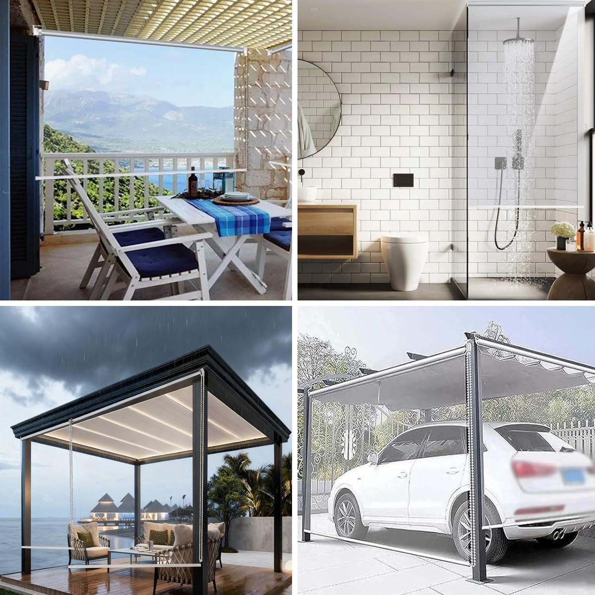 WaterproofRoller eOutdoor - Cubierta de PVC transparente resistente a la lluvia y al viento, para jardín, terraza, protección UV (50 x 50 cm)