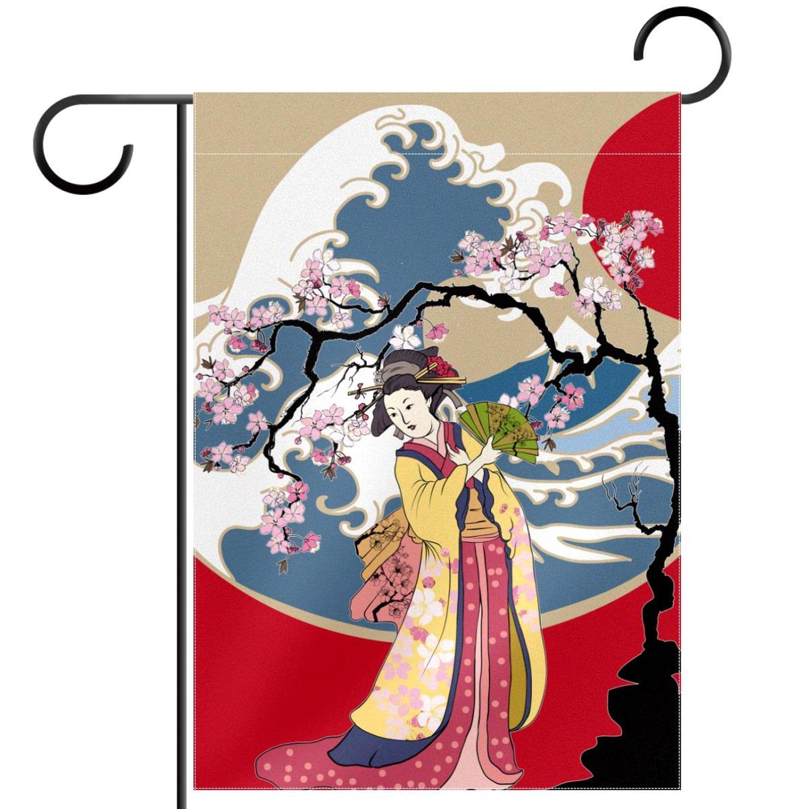 Personalized Garden Flag Double Sided Outside Small Yard Flag for Decorations Outdoor Signs Decor Traditional Japanese Geisha Dancing