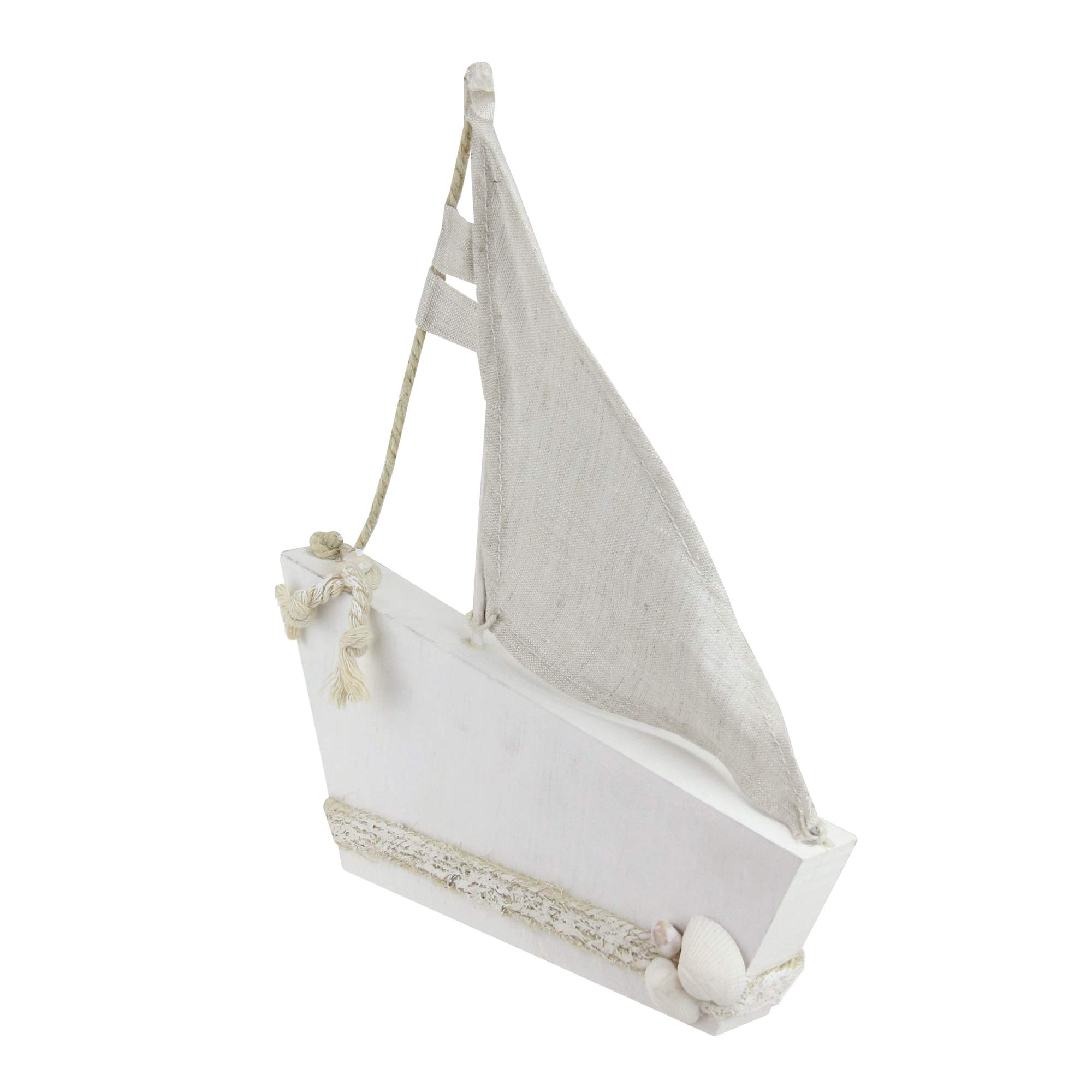 Northlight Cape Cod Inspired Ship with Sails Decoration - 11.5” - White and Tan