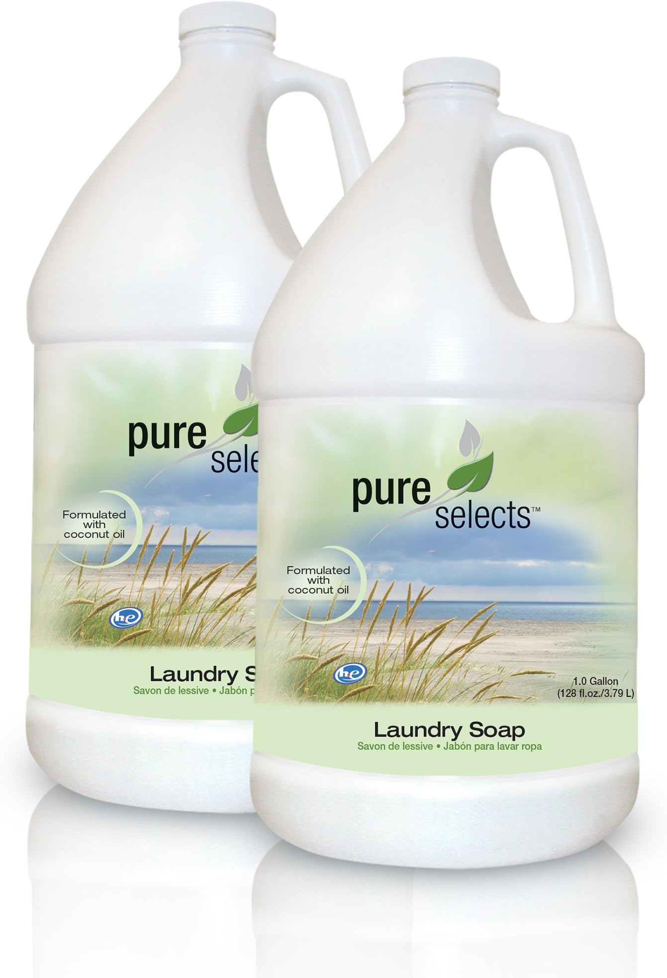 Pure Selects Fragrance & Dye Free Laundry Soap 2 Pack • Natural • Hypoallergenic • Two 1 Gallon Jugs Does up to 512 Loads • Safe for Sensitive Skin • HE Works in All Machines