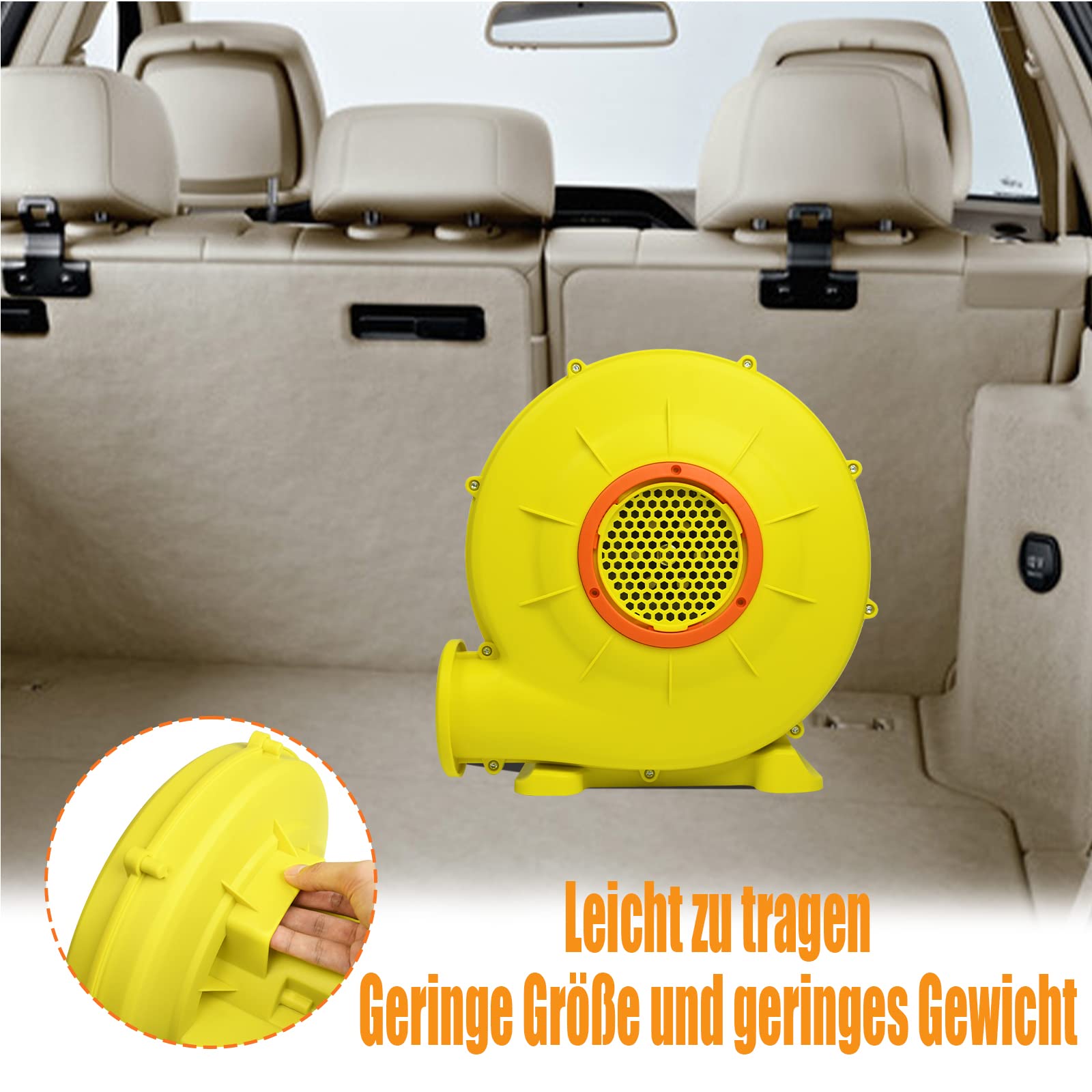 Ventilatore elettrico da 350 W, pompa ad aria, ventilatore a turbo, portatile, con manico, ventilatore permanente, con grande fondo e apertura dell'aria