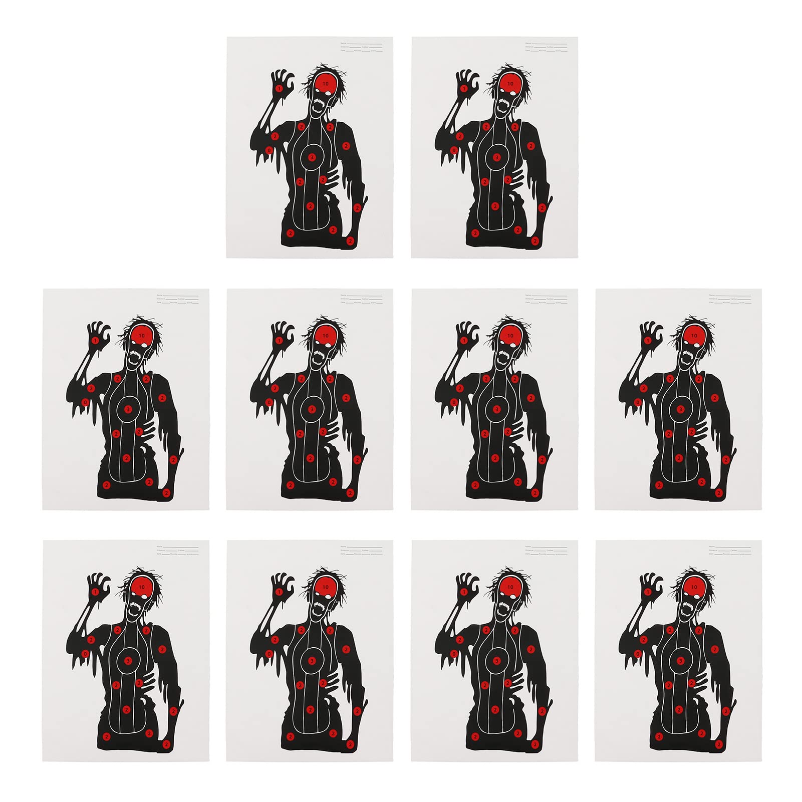 10Pcs Targets Paper Archery Paper Targets Bow Accessories 45x32cm, Heavy Copper Sheet Paper, Suitable for Indoor or Outdoor (Zombie Skull)