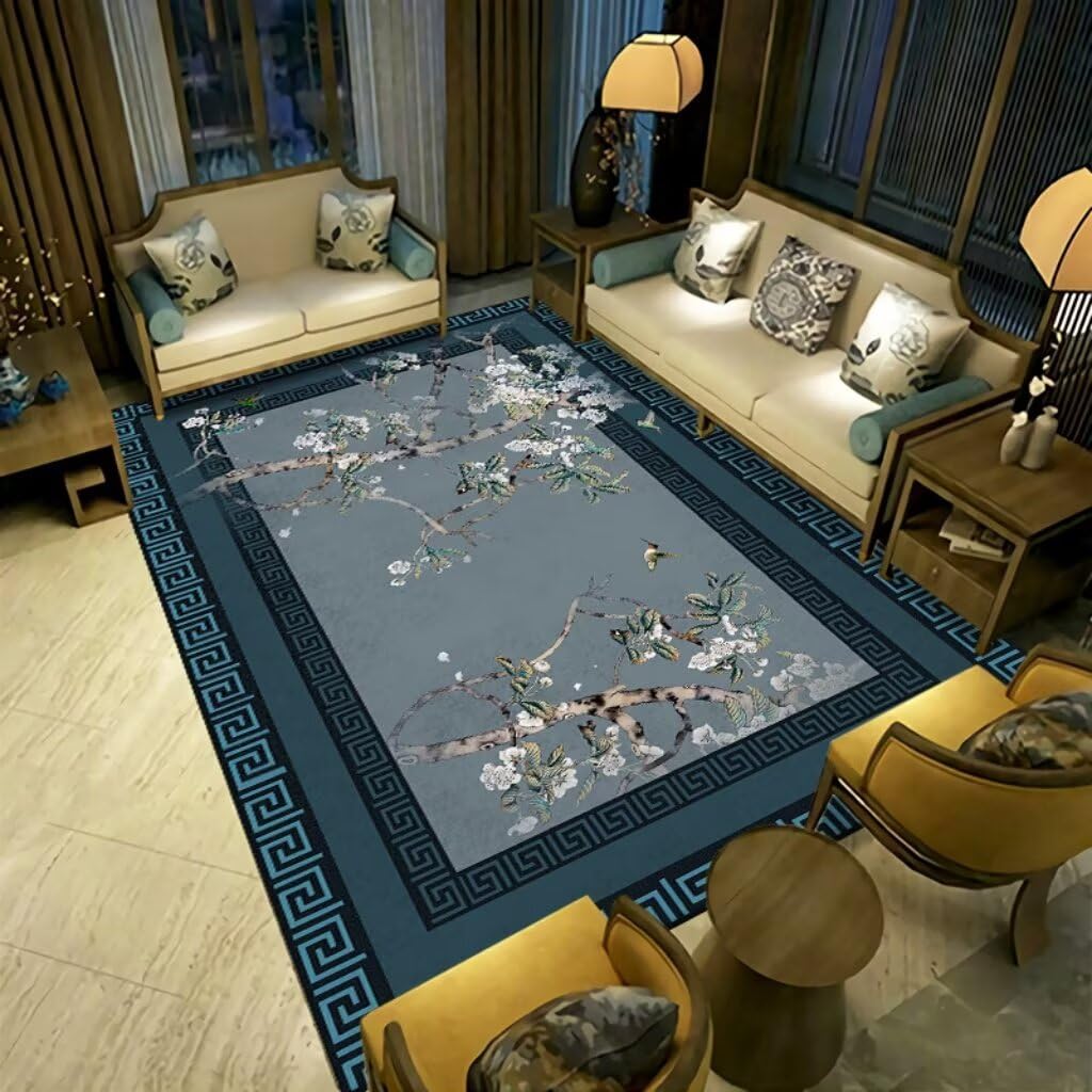 Tapis de cuisine lavable bleu 170x240 cm pour supprimer les taches de sol