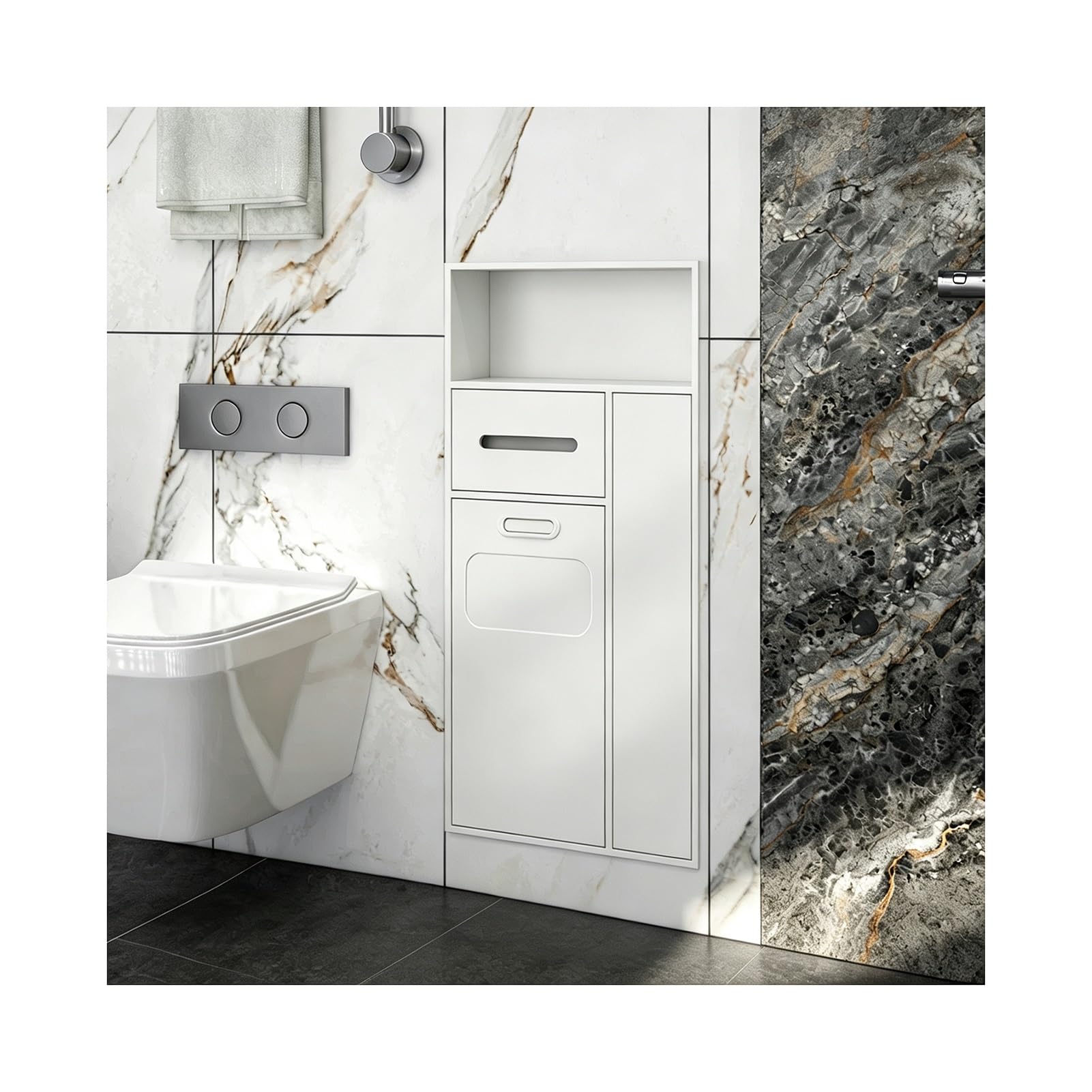 Recessed Toilet Niche for Indoor, Concealed Niche Trash Can for Bathroom