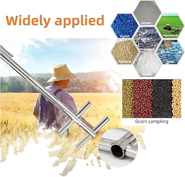 Stainless Steel Grains Powder Sampler Sampling Probe Granule Solid for Rice, Corn, Wheat, Soybeans (32mm*2m(3slots))