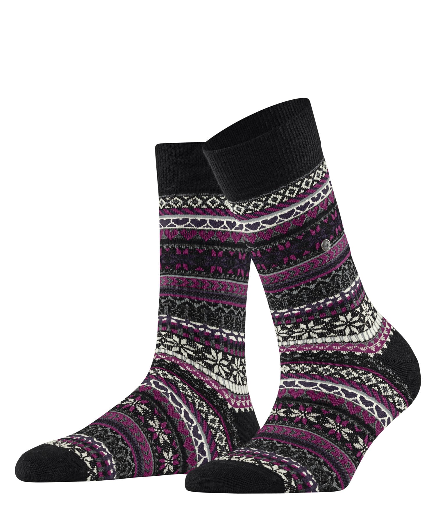 Burlington Women's Fair Isle Delight W So Wool Patterned 1 Pair Socks, Black 3000, 3.5-7
