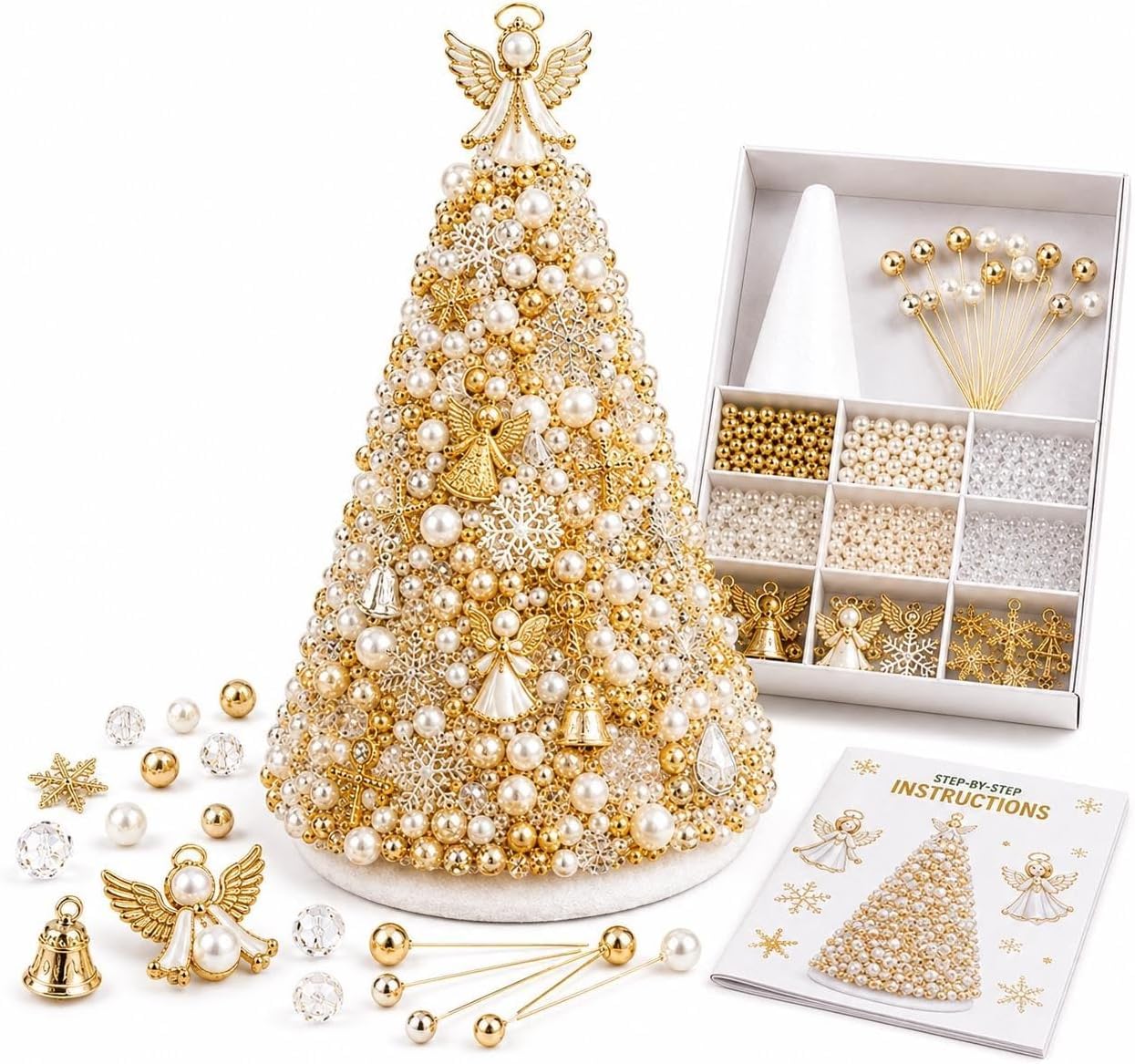 Yolimok DIY Beaded Christmas Tree Craft Kit, 3D Pearl Decoration