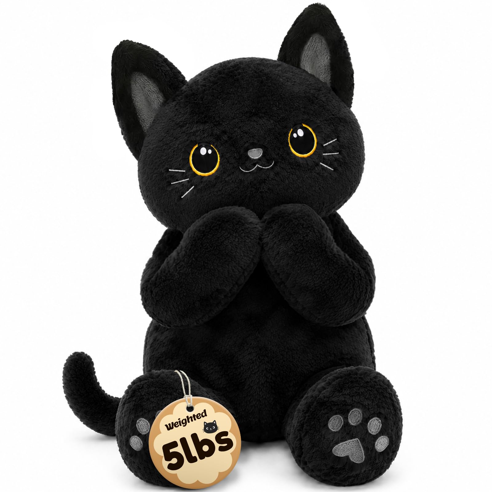 SQEQE 5lbs Weighted Black Cat Plush, 20-Inch Sensory Stuffed Animal