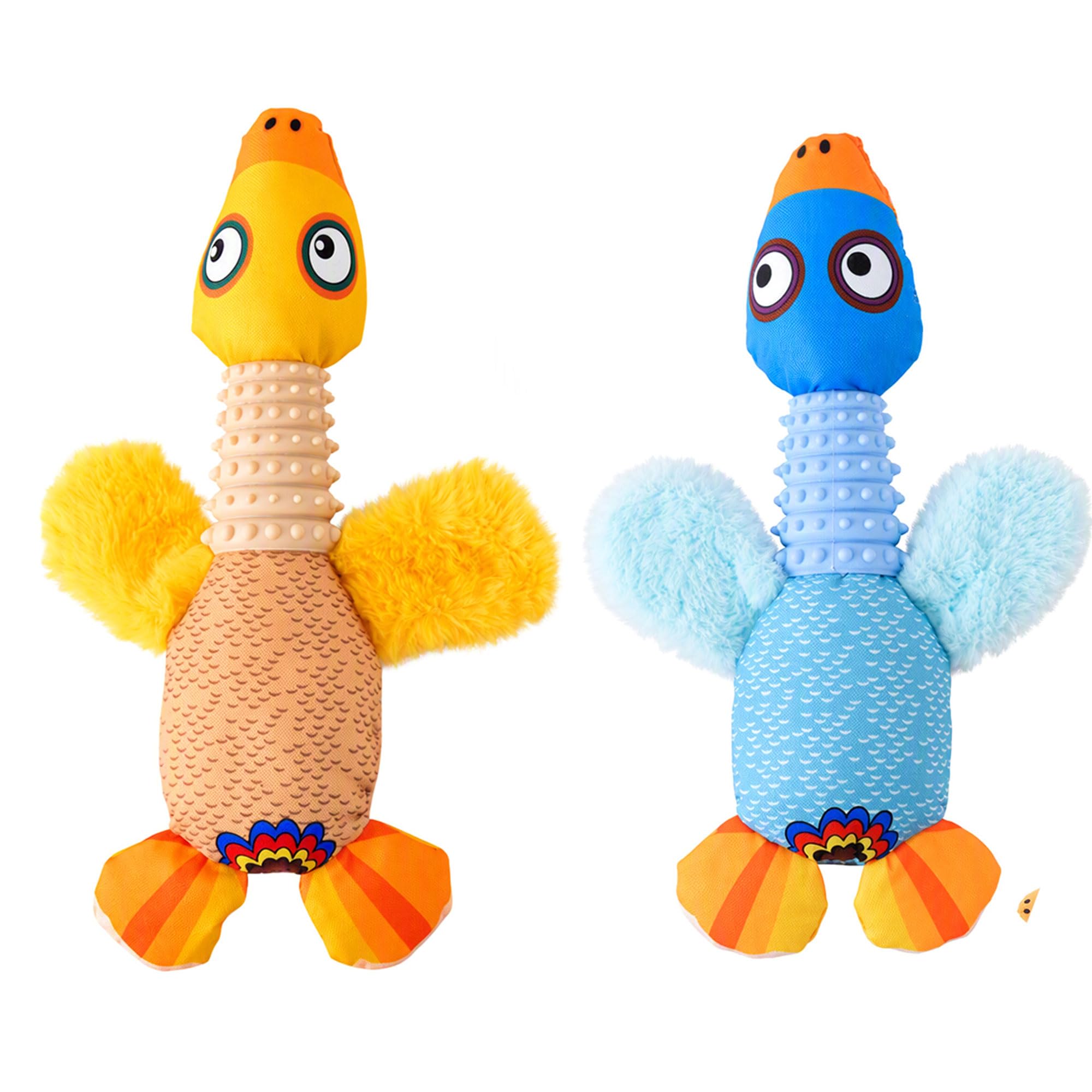 Squeaky Goose Dog Toy, Chew Resistant Rubber Neck for Daily Chewing | Chew-Resistant Rubber Neck, Raised Chewing Texture, Squeaky Sound, Soft Plush Wings, Machine Washable