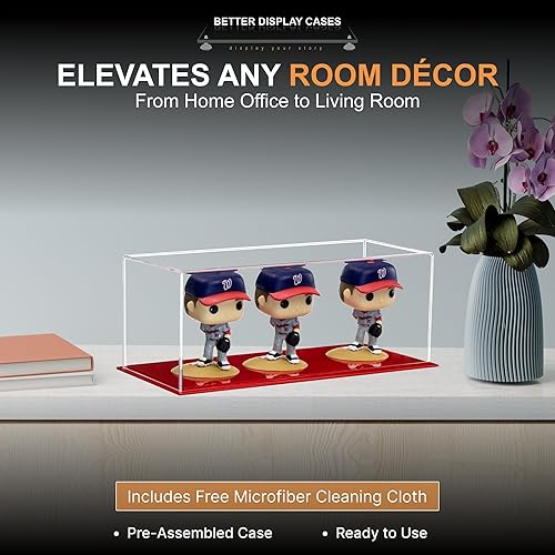 Vista 432 de Better Display Cases Versátil vitrina de acrílico transparente - Caja rectangular grande con base blanca 18" x 12" x 3" (BK09)