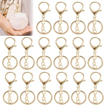 30 Pcs Lobster Claw Clasp Keychain, BetterJonny 30mm Metal Lobster Clasp Swivel Clasps Hook with Flat Split Ring Key Ring with Chain Ring Waist Buckle for DIY Key Chain AccessoriesGold