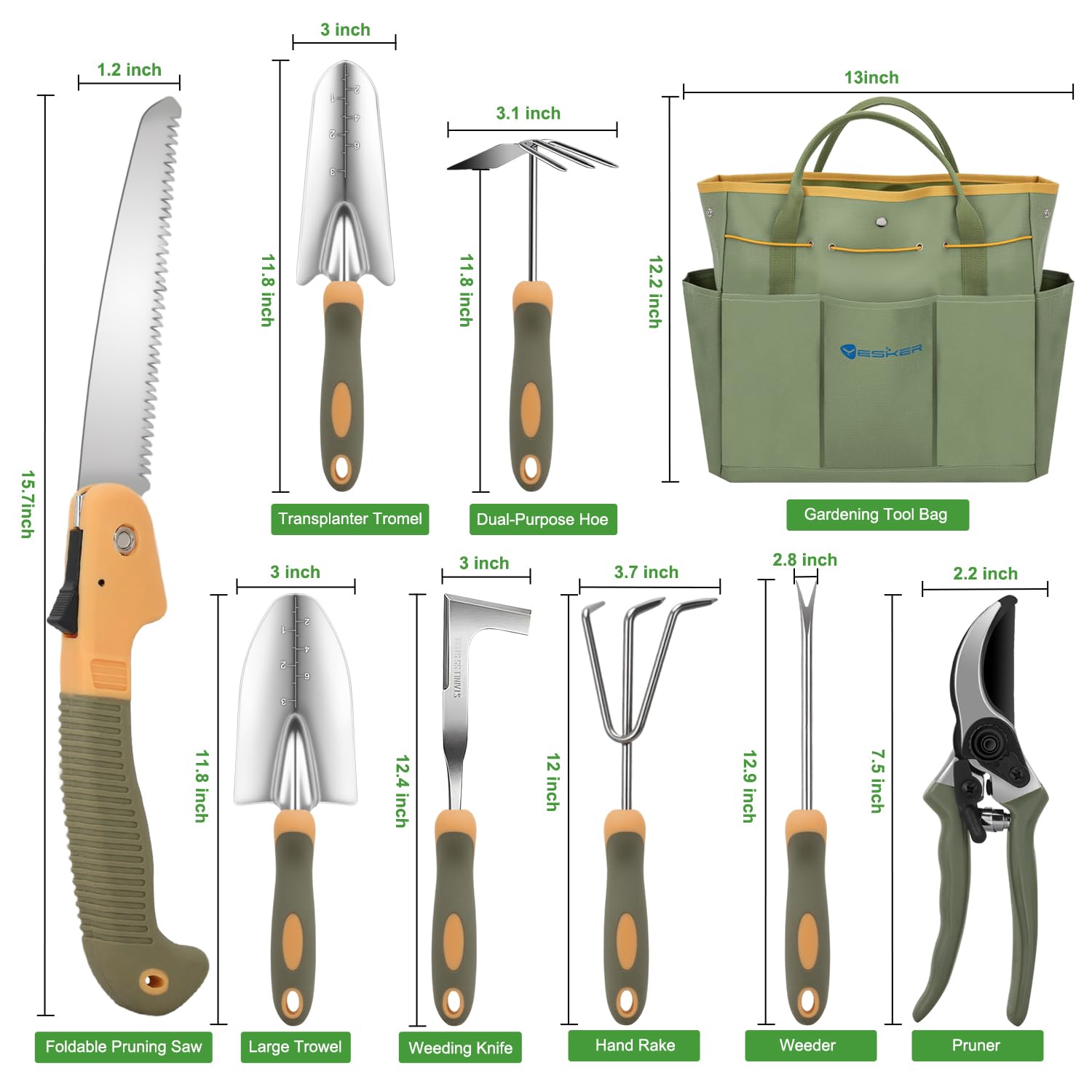 Yesker 9-Piece Garden Tool Set - Durable & Ergonomic -2