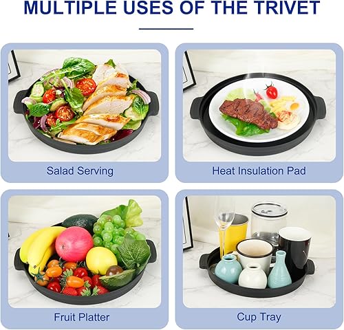 Miniatura 7 de Cubierta para salpicaduras de microondas de 10.7 pulgadas y salvamanteles para platos calientes, funciona como colador, platos de frutas, con mango