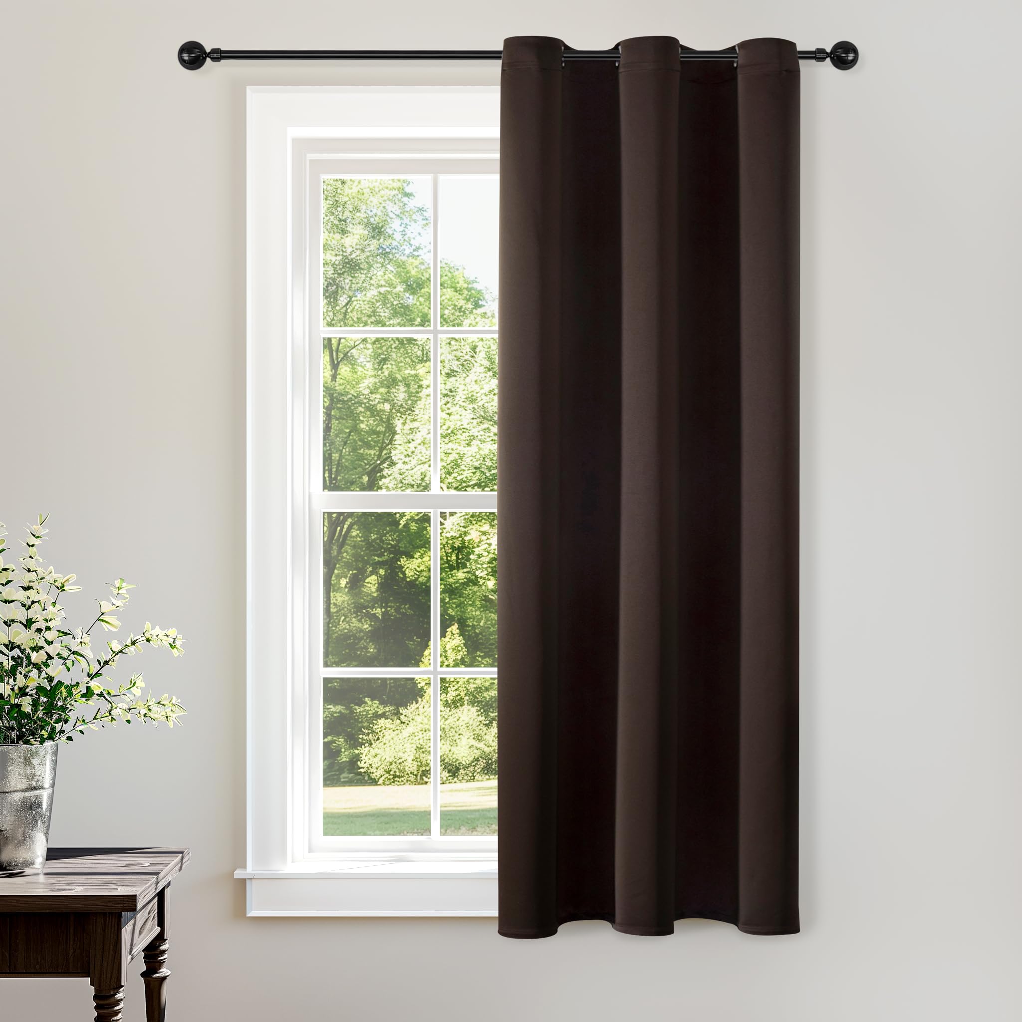 ChrisDowa Grommet Blackout Curtains for Bedroom - Thermal Insulated Room Darkening Curtains for Living Room (1 Panel Set, Brown,42W x 63L)
