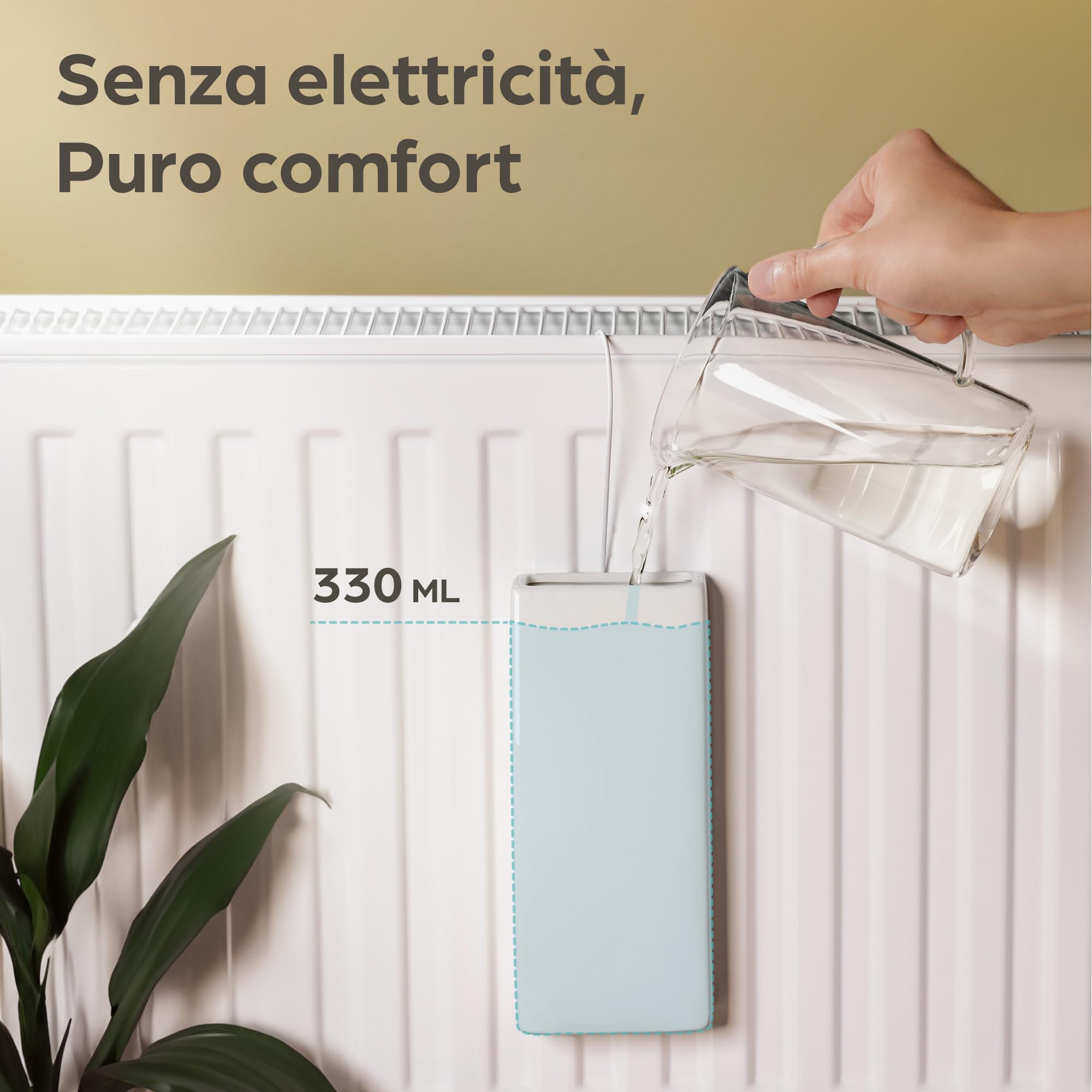 Praknu Umidificatore Termosifoni in Ceramica - Set di 4 Contenitore Acqua per Termosifoni con Gancio Flessibile - Controllo Dell'Umidità - Risparmio Energetico - Rilascio Efficiente Dell'Umidità