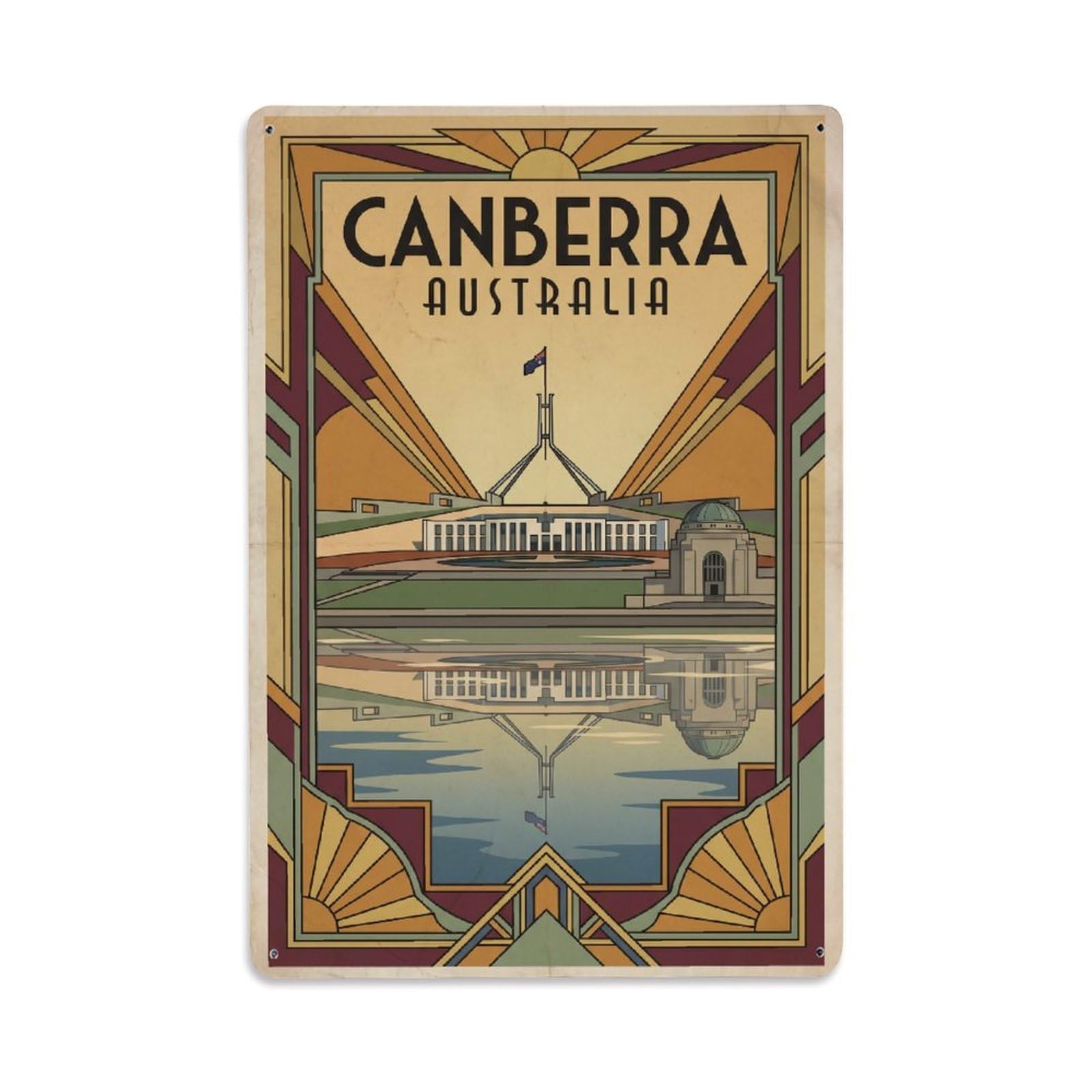 Metal Tin Sign Vintage Travel Australia Canberra