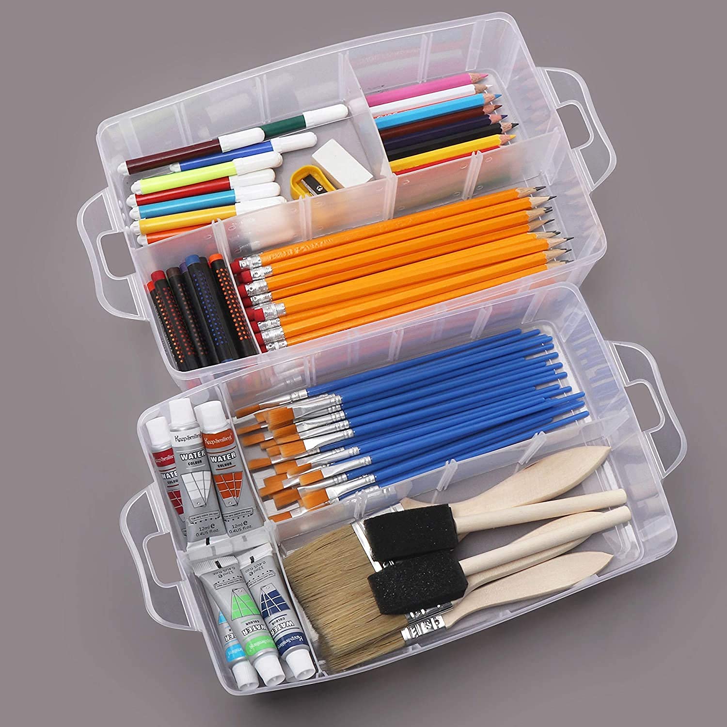 Organiseur de rangement blanc à 3 couches et 30 compartiments en plastique transparent pour bijoux, accessoires d'artisanat, utilisation polyvalente, boîte de rangement avec séparateurs