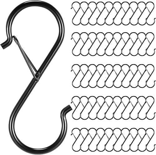 Zonon Paquete de 50 ganchos en forma de S para colgar adornos mentales resistentes con clip en S de 3.8 pulgadas con clips para armario, plantas,