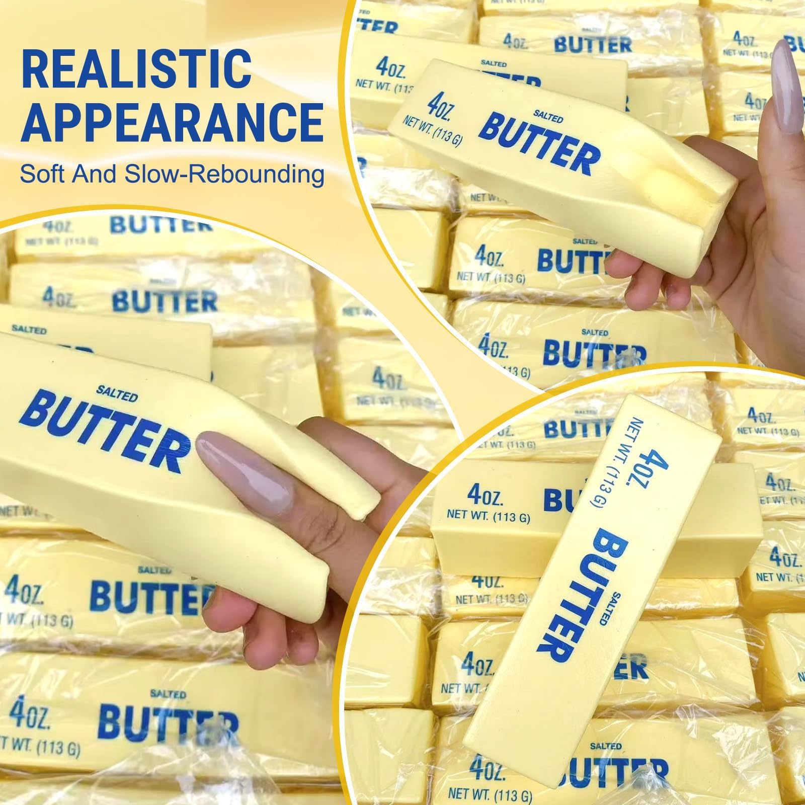 2 Pezzi Butter Squishy, Pallina Antistress Adulti, Burro Giocattolo da Schiacciare Antistress, Squishies Squeeze Giocattoli Decompressione, Regalini Fine Festa Gadget Compleanno Bambini (C)