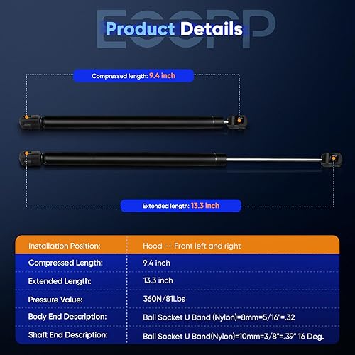 Miniatura 3 de ECCPP 2 cubiertas de amortiguadores de elevación frontales para Ford Expedition 1997-2006, Ford F-150 F-250 1997-2004