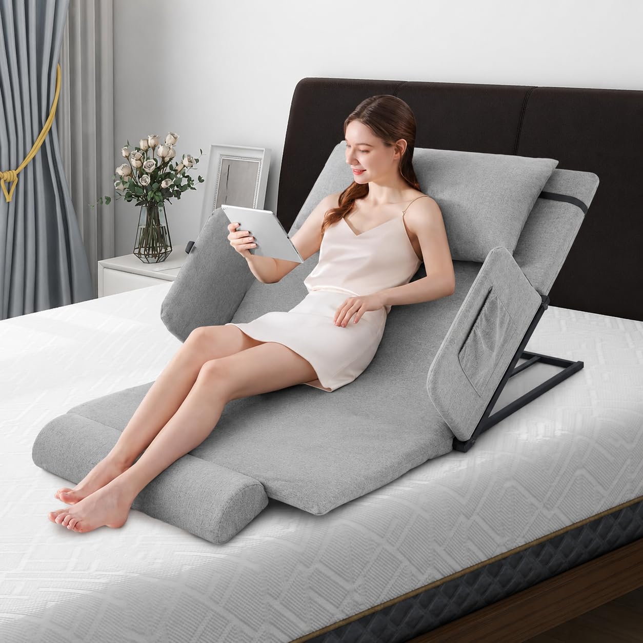 Respaldo de cama eléctrico elevable, elevador de respaldo ajustable de 2 a 80° con mando a distancia, ayuda de levantamiento para personas mayores y movilidad reducida, soporte para espalda de cama