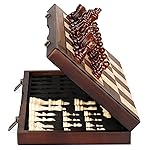 Magnetic Wooden Chess Set for Adults Kids 15\'\' Chess Board with Handmade Pieces, Folding Portable Travel Unique Chess Sets Game for Tournament Professional Beginner