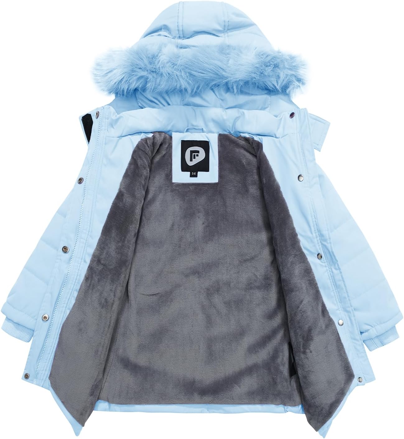 FARVALUE Girls' Winter Coats Fur Hooded Warm Puffer Jacket Coat with Fleece Lined - Image 3