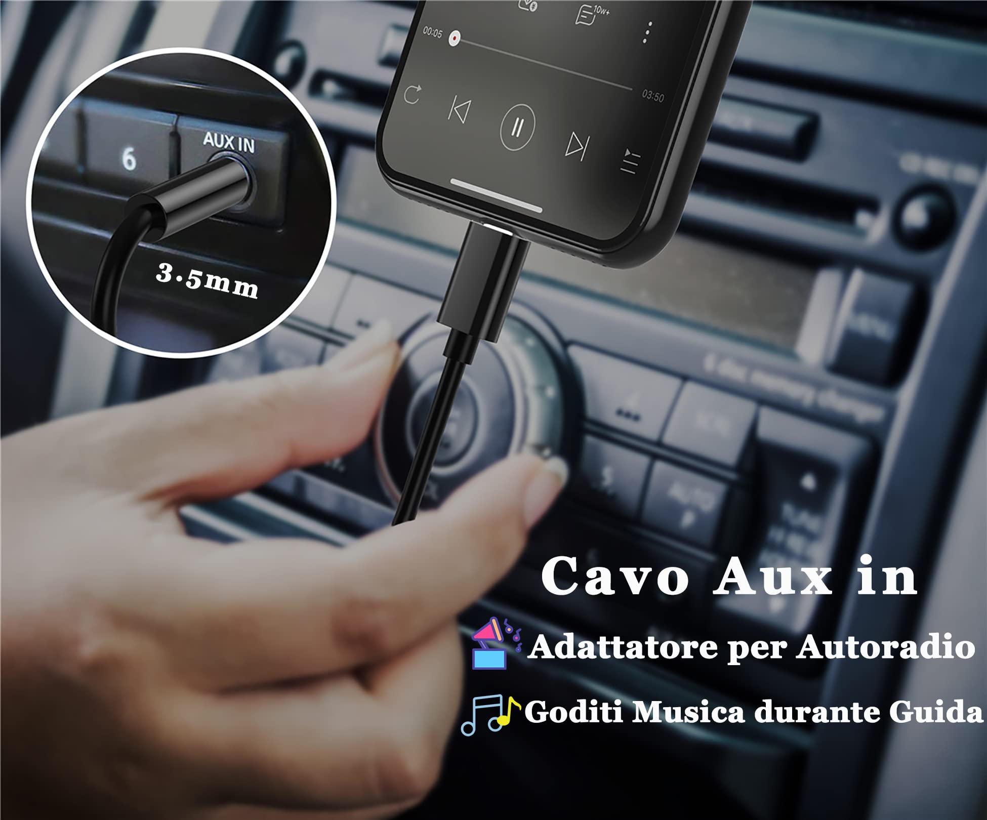 Certificato Apple MFi] Cavo AUX per Auto per iPhone, 1M Cavo Audio da
