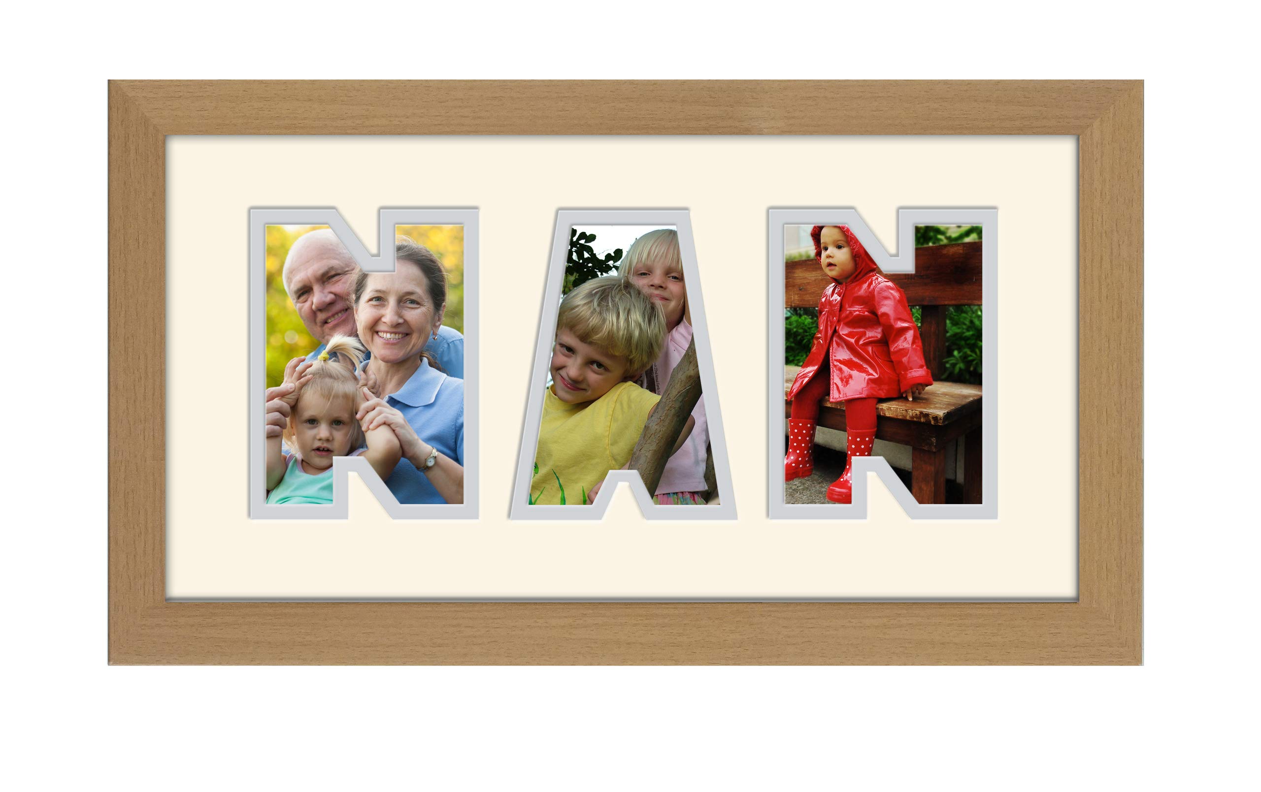 Photos In A Word Light Nan Photo Frame Word Frame Oak Wood Finish Birthday Picture Gift Present