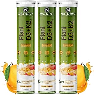 Naturyz 100% Plant Vitamin D3 K2 | Veg Vitamin D3 Supplement Lichen Source with Vitamin K2 MK7 Menaquinone | Supports Stro Price In India