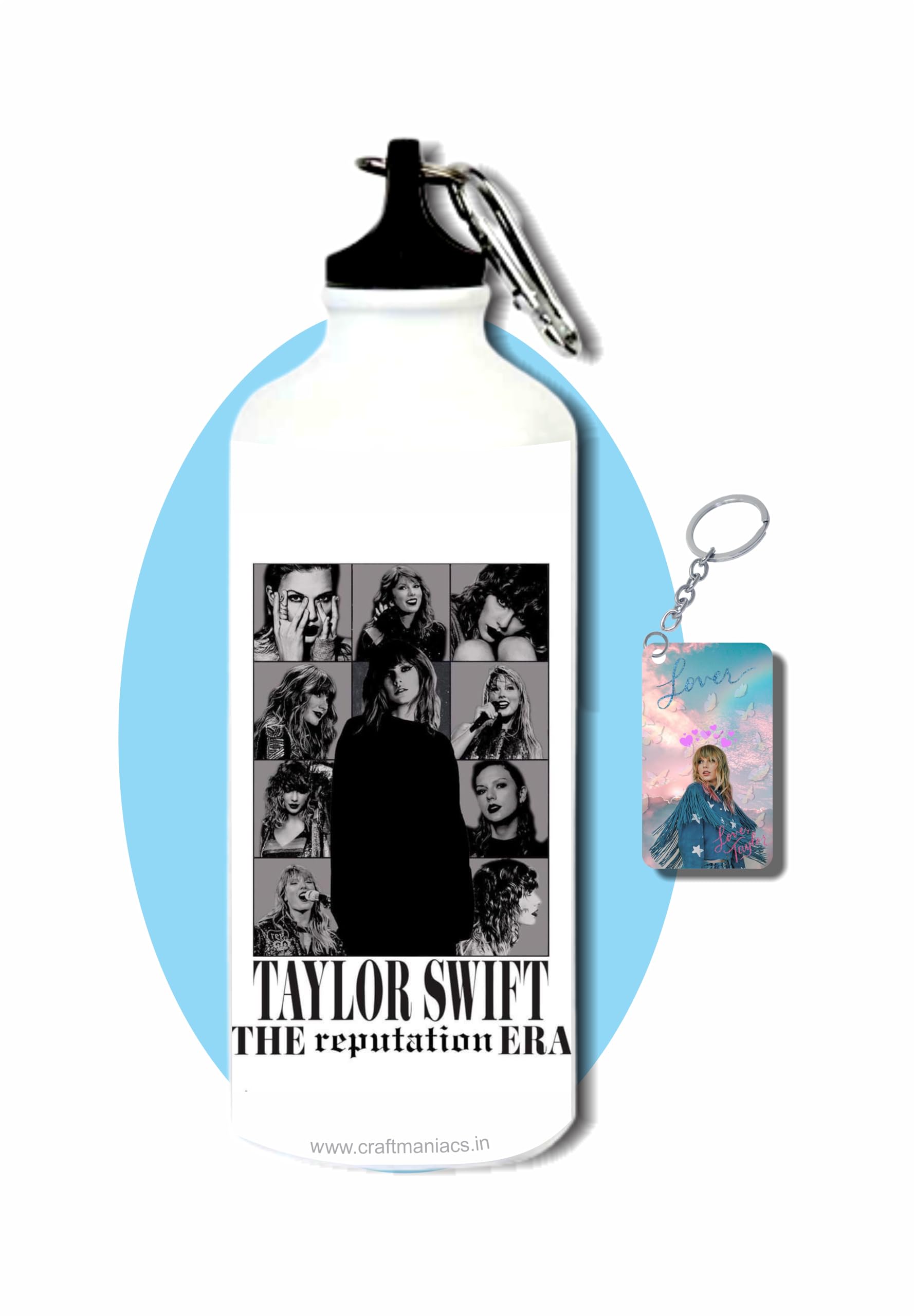 CRAFT MANIACS TAYLOR SWIFT REPUTATION ERA 600 ML SIPPER BOTTLE & FREE WOODEN KEYCHAIN | BPA & LEAD FREE SIPPER FOR SWIFTIES