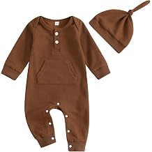 Kuriozud Newborn Infant Unisex Baby Boy Girl Clothes Button Romper Jumpsuit Basic One Piece Outfits