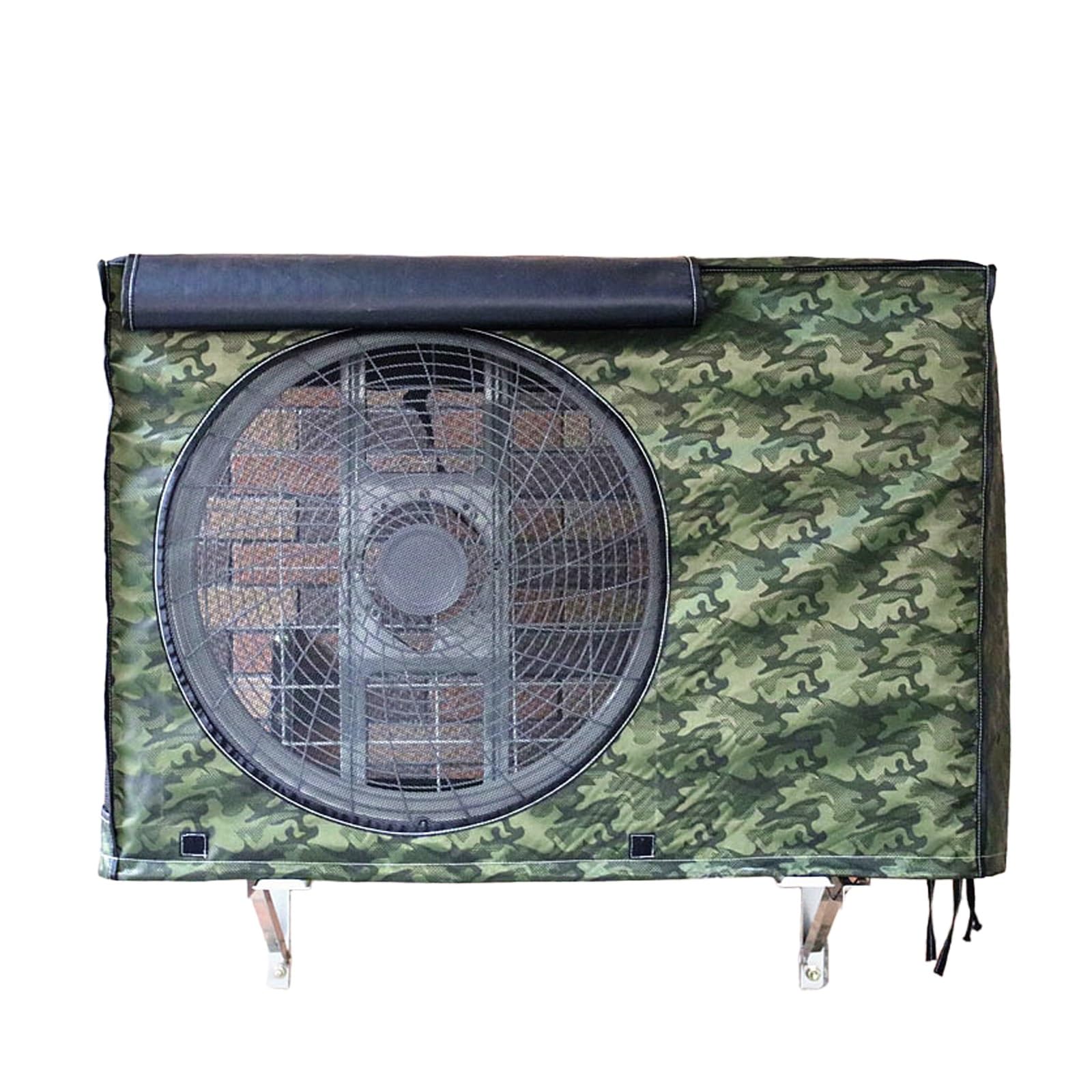 Housse Pompe a Chaleur Piscine Oxford 900D pour L'extérieur, Cache Climatiseur Exterieur Camouflage, Ignifuges, Protection Solaire, Imperméables, anti Poussière(Green,100x80x43cm)