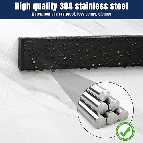 Miniatura 7 de Dmore Soporte magnético para cuchillos para pared, con 4 ganchos, tira magnética negra de 23 pulgadas para cuchillos sin perforación, potente