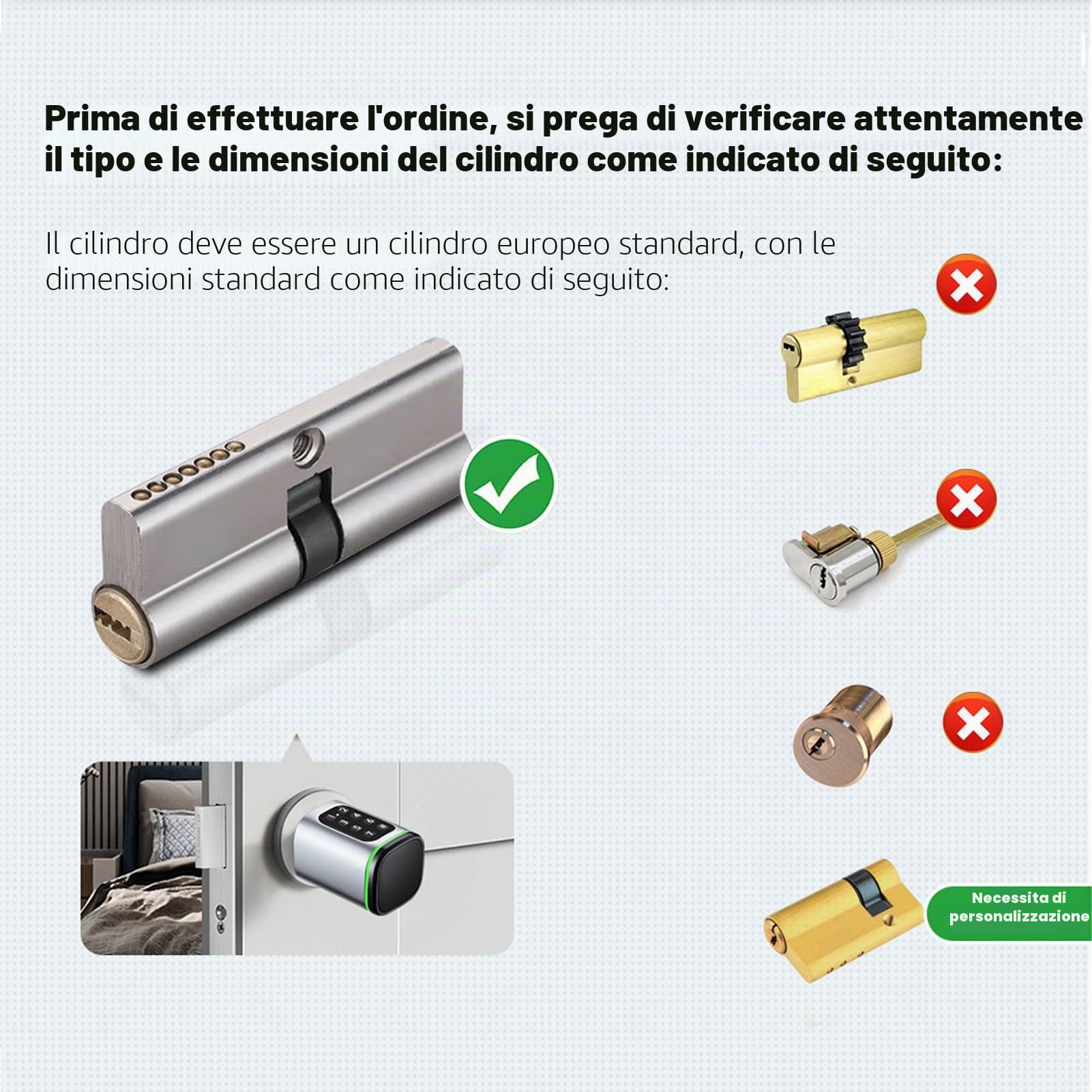 Codice, serratura intelligente per porta collegata con app, serratura per porta di casa con chiave manuale, serratura elettronica per porta da 1,4 a 1,8 in spessore e foro di blocco standard europeo