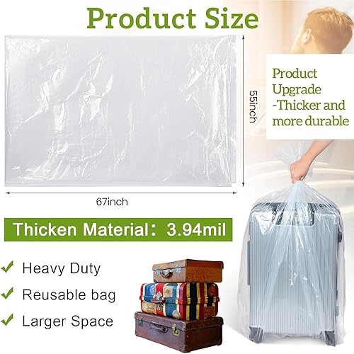 Miniatura 10 de Paquete de 10 bolsas de almacenamiento gigantes transparentes de plástico gigantes, bolsas de plástico grandes para mudanza, bolsas de plástico