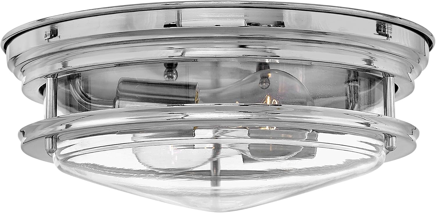 Hinkley Hadley 12" Interior Ceiling Flush Mount, Chrome w/Clear Glass