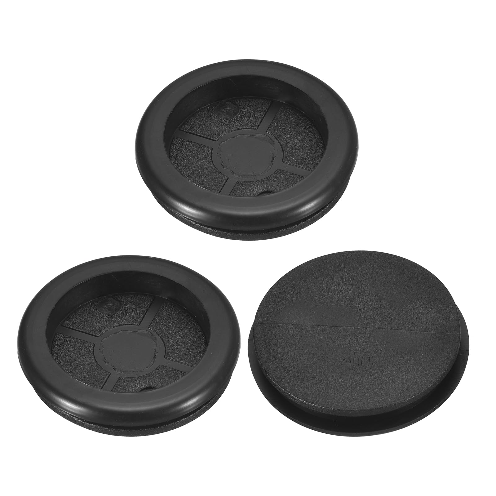 QUARKZMAN 3pz Occhielli in Gomma 40mm Foro di Perforazione, Guarnizione Anello per Tappi Fori Monofacciali ID 33mm Passacavi Scrivania per Protezione dei Cavi Firewall, Nero