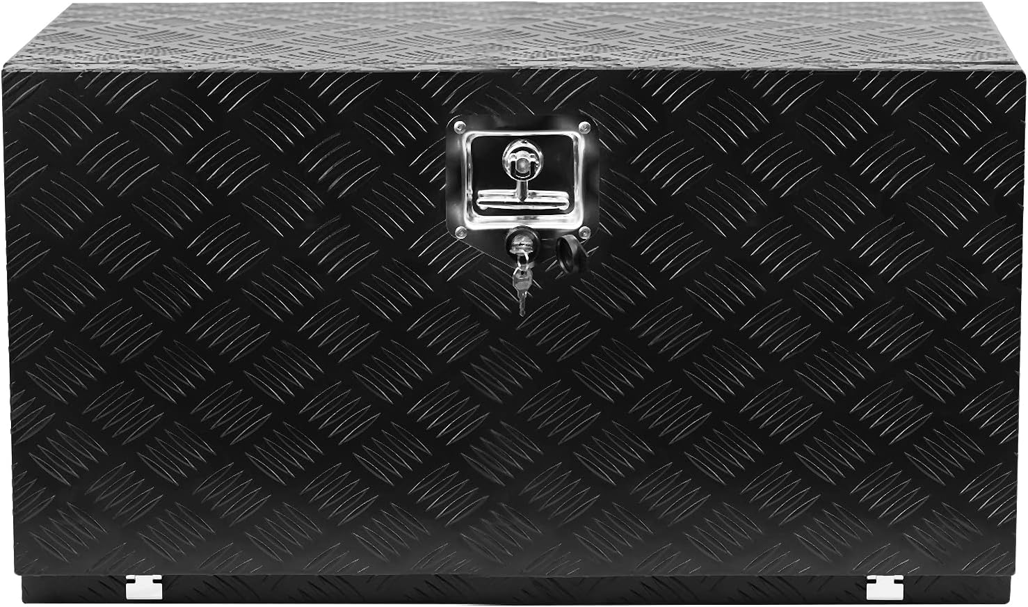 Aluminum Diamond Plate Tool Underbody Box, Waterproof Square Truck Storage Organizer Chest for Pick Up Truck Bed, RV Trailer with T-Handle Lock and Keys (24 inch)