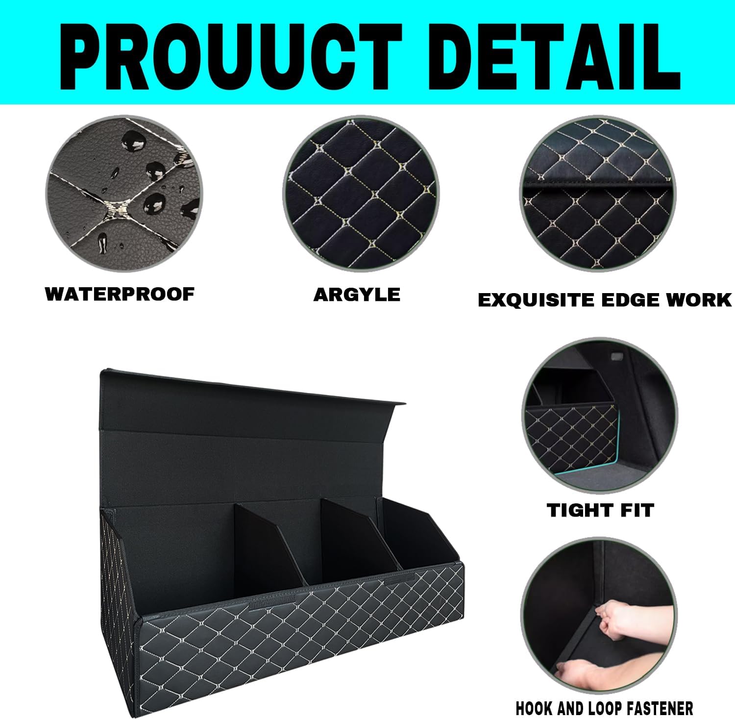 Car Trunk Organizer For Acura ILX - Custom Fit, Large Space Outdoor Trunk Organizer with Leather, Hook and Loop Fastener Fix, All-Season Use For Ford Acura ILX 2016-2022